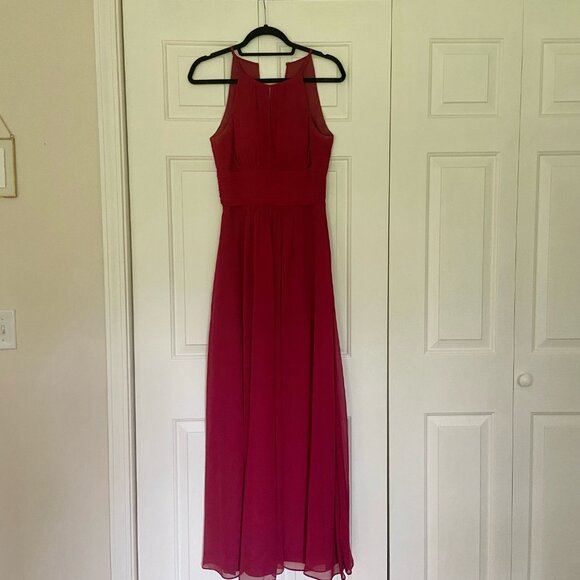 AZAZIE Bonnie Dark Red Burgundy A-Line Bridesmaid Maxi Floor Length Dress Size 2 - Picture 1 of 8